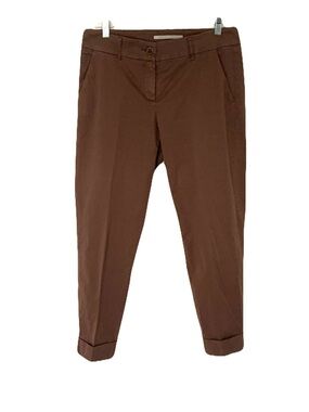 RAFFAELLO ROSSI Womens Size 38/6-8 Dita Brown Cropped Cuffed Ankle Pants Casual